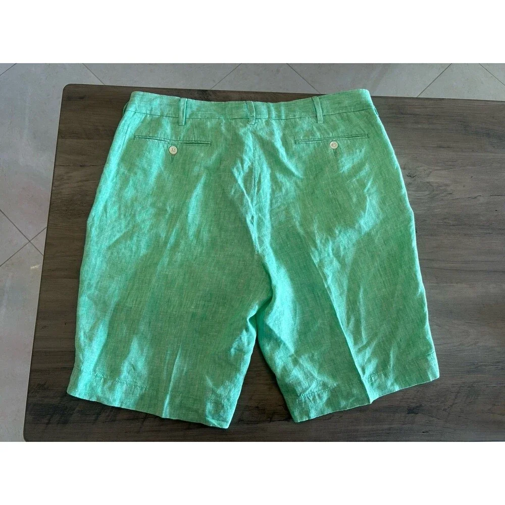 Polo Ralph Lauren 100% Linen Shorts Mens Size 34 Classic Fit Green